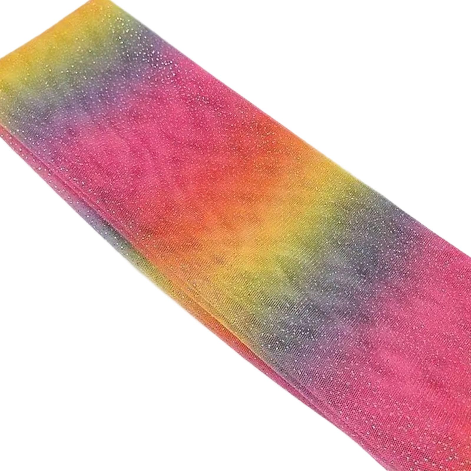 Elnwnnkc Colorful Tulle Fabric 150cm Wide Polyester Sheer for Dance Costume Clothing Making Embellishment Rainbow Glitter Tulle for Dressmaking