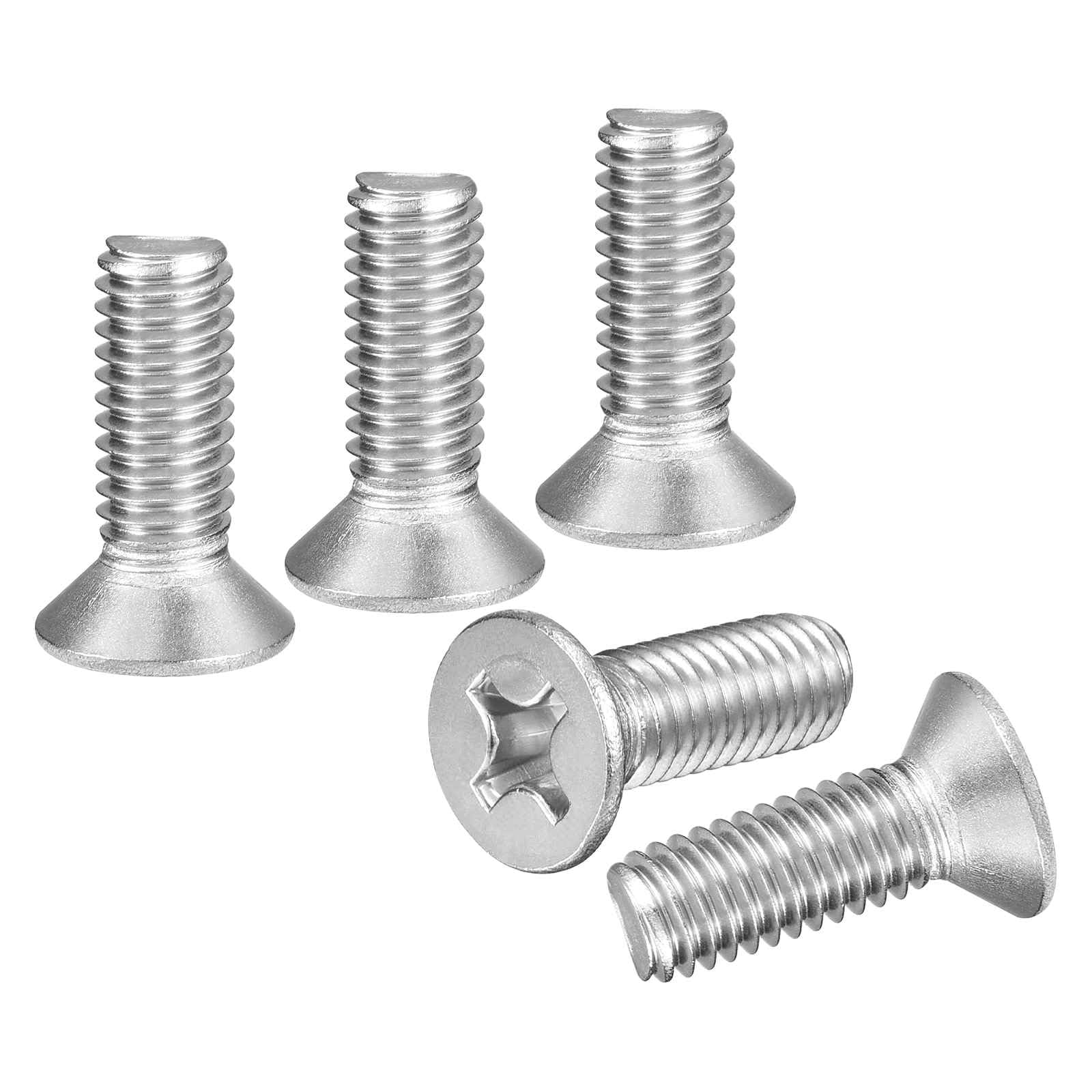 DTGN M6-1x18 Flat Head Machine Screws - 50pcs - Good for Furniture and Machinery - 304 Stainless Steel Phillips Countersunk Machine Screws Bolts - Silver — image 1