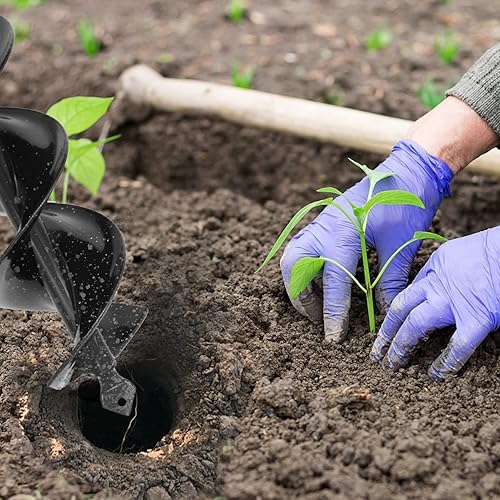 Vista 3 de Broca de taladro de 8 x 42 cm, eje totalmente sólido de doble hoja para plantar flores y bulbos, para hacer agujeros en espiral, rápida, excavadora