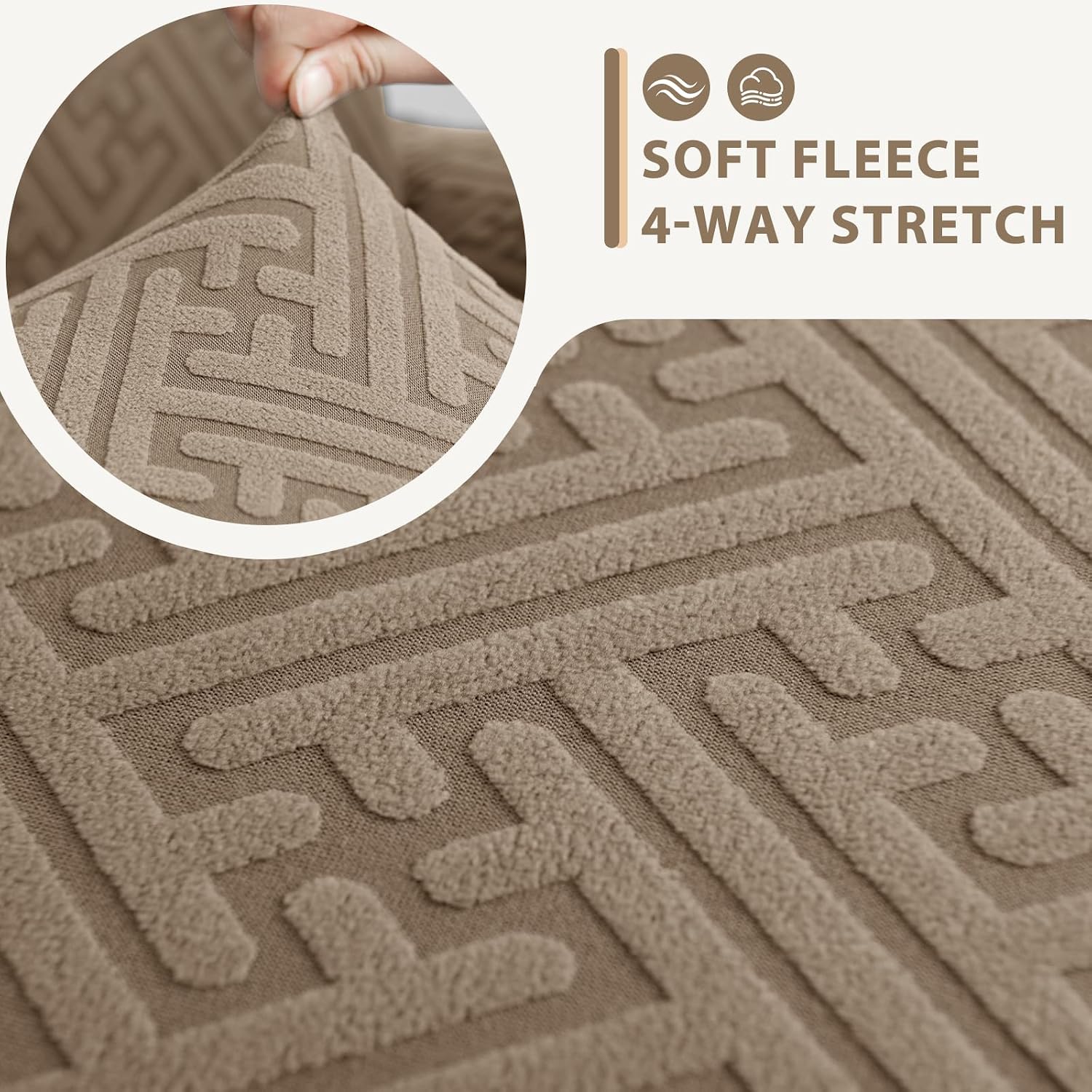 Sectional Couch Covers L Shape Sofa Cover 1-Piece Stretch Corner Couch Covers Non Slip Washable Sofa Slipcovers Soft Fleece Furniture Protector for Dogs Pet (X-Large, Khaki)