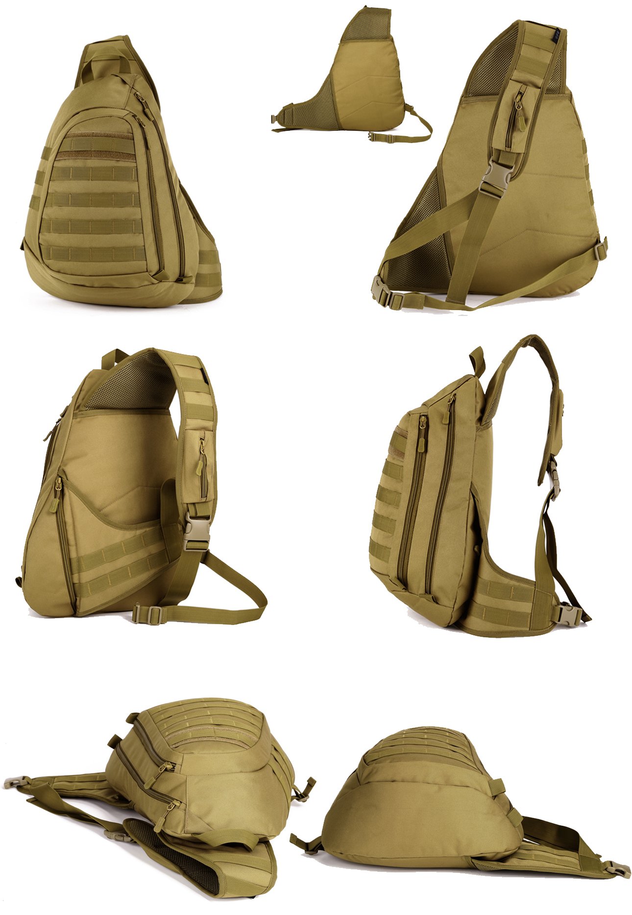 HUNTVP Zaino Monospalla Uomo Militare Borsa Tattica Molle Sling Bag Impermeabile per Casual Ciclismo Viaggio Trekking Escursionismo, Typ-3 Camo