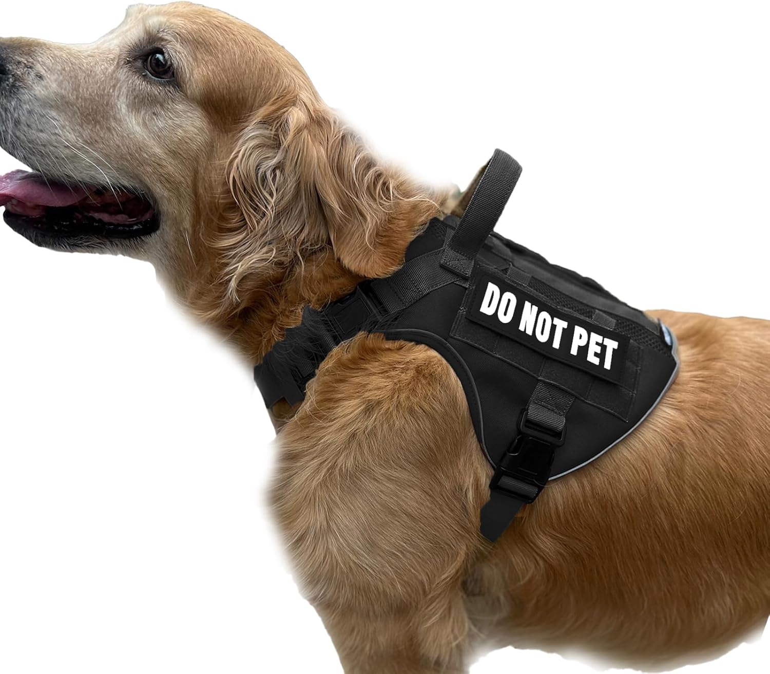 Tactical Dog Harness for Large and XL Breeds, Air Dog Vest No Pull with Reflective Do Not Pet Patches, Breathable Dog Molle Vests for Training Walking Hunting Black