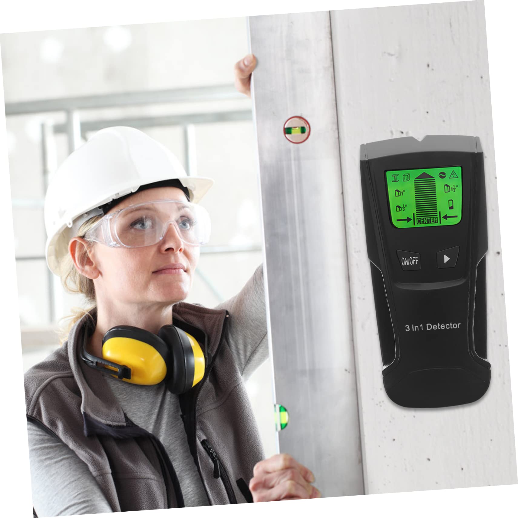 Wanddetektor 6f22 9v Lcd Balkendetektor Schwarz für Präzise Ortung | Wandfinder, Metallscanner mit Versenktem Griff, Multipurpose für Regale und Schränke
