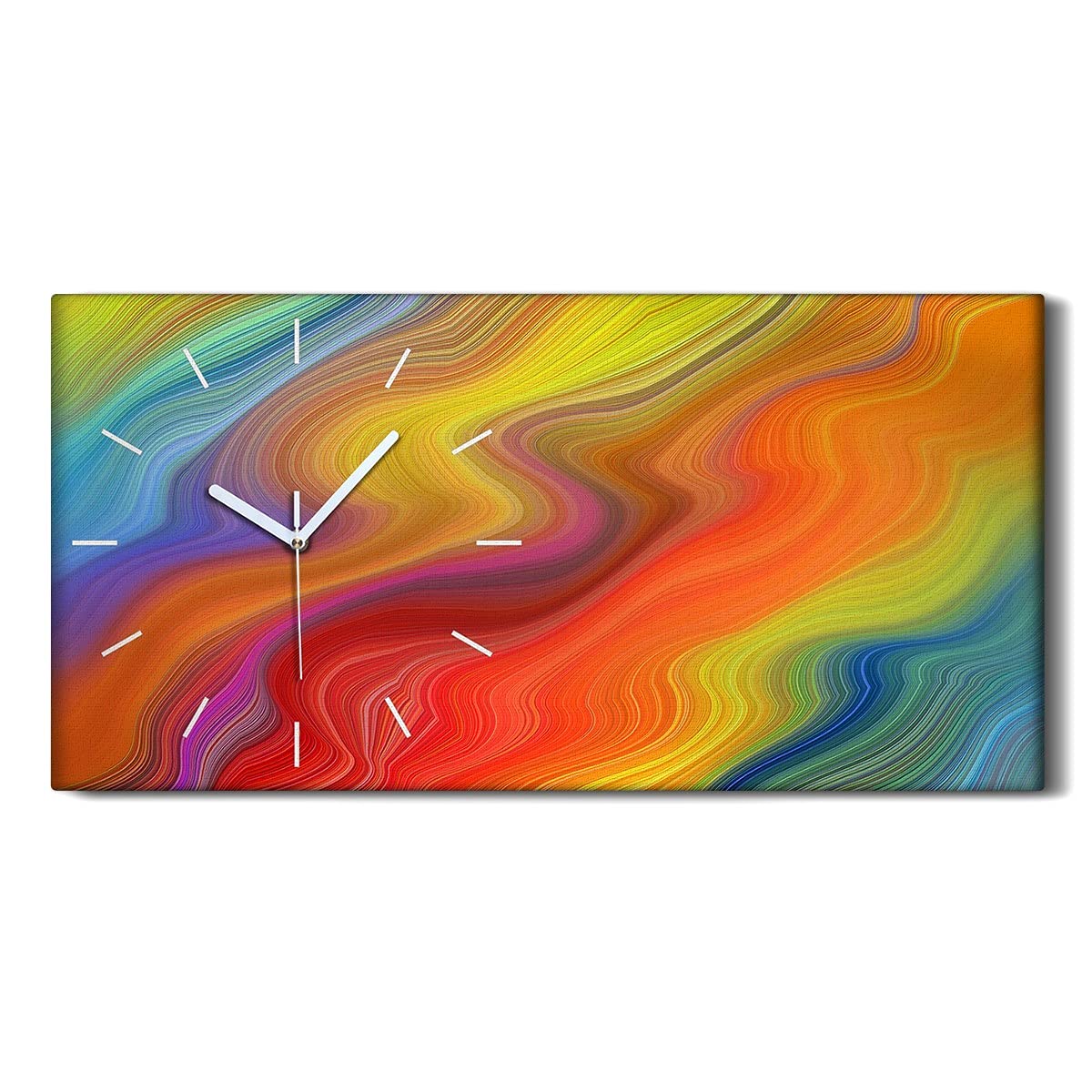 Horloge sur Toile Silencieuse Décoration Salon Moderne Tableau Abstrait Coloré 60x30cm