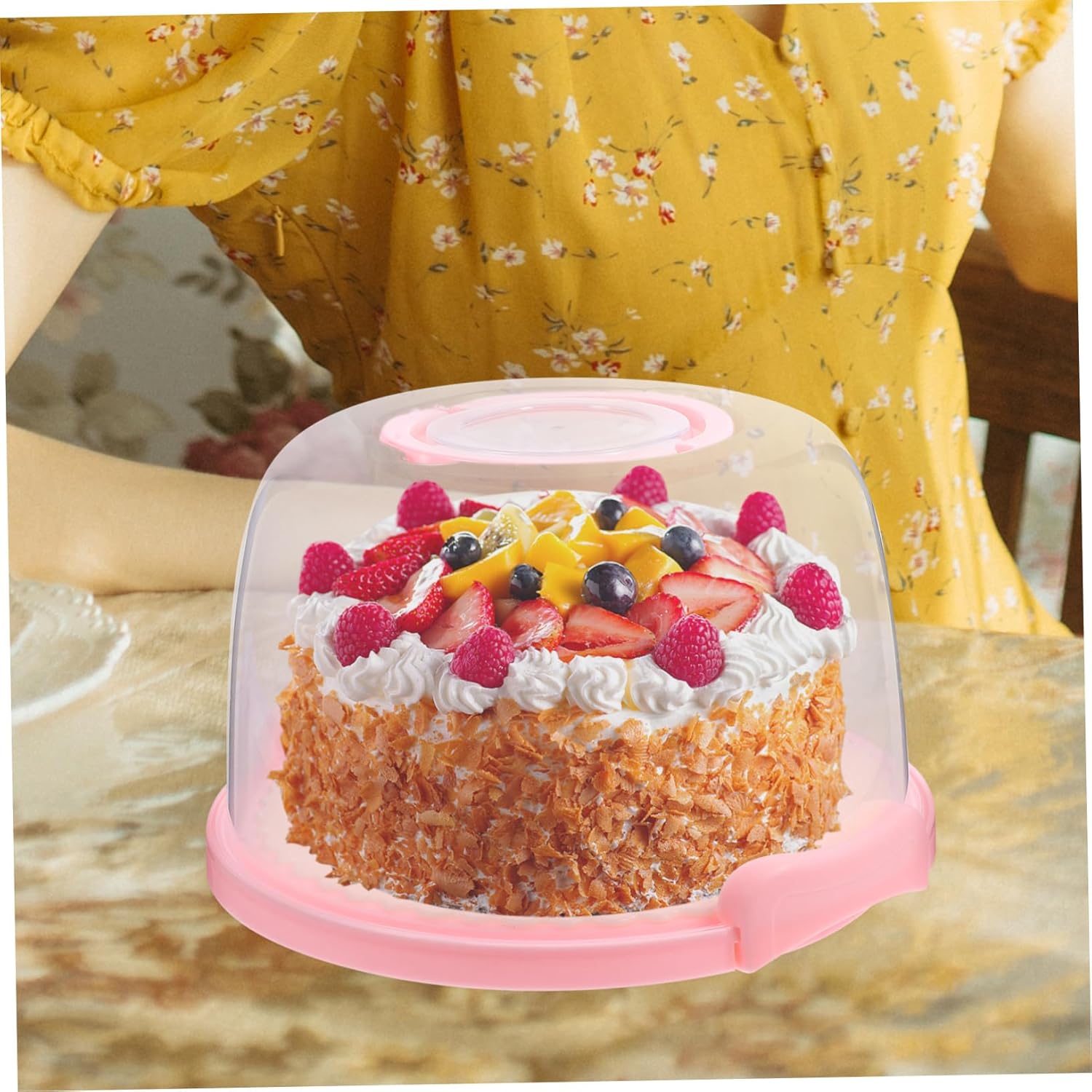 Manufactured Quality Cake Box 8in Tall Cake Cover Safe Plastic Multipurpose Fruit Vegetable Keeper Easy to Carry