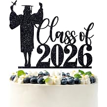 Black Glitter Class of 2026 Cake Topper, You Did It/She Did It/Congrats 2026, 2026 High School College University Graduation Party Decorations Supplies for Girls S-2
