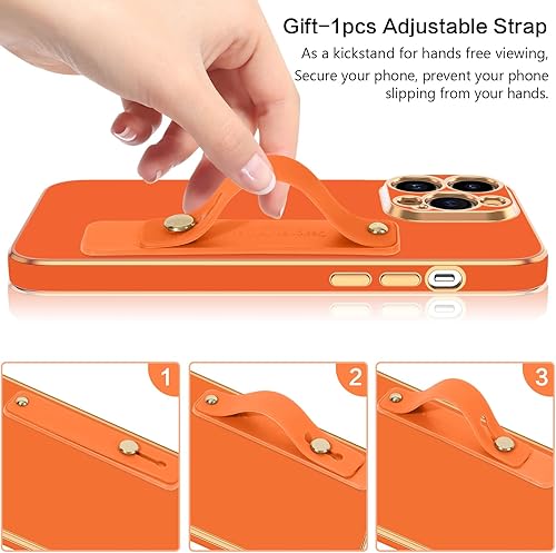 Miniatura 3 de BENTOBEN Compatible con iPhone 14 Pro Max, funda delgada de lujo galvanizada para mujeres, hombres y niñas, funda protectora suave con correa para