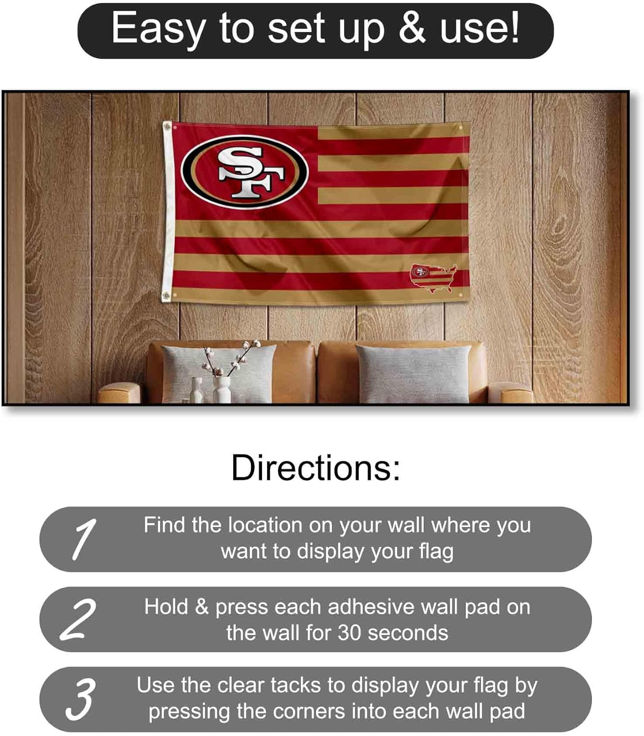 San Francisco 49ers Nation Banner and Tapestry Wall Tack Pads - Image 4