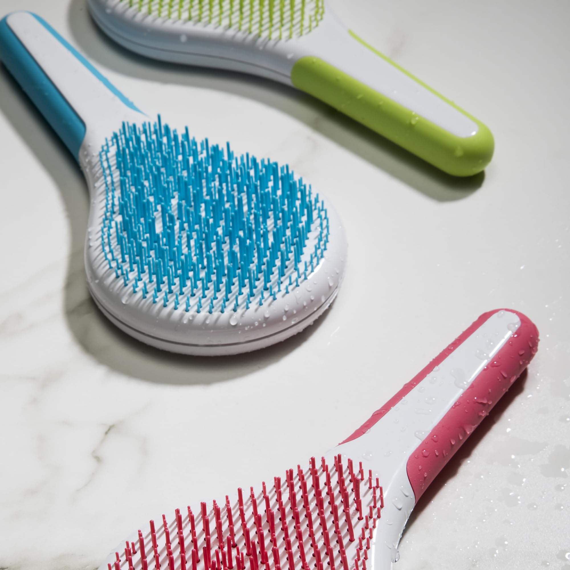Michel Mercier Districante per Capelli Bagnati e Asciutti - Manico Antiscivolo per Capelli Sani e Brillanti - Capelli Regolari - Verde-Bianco - 1 pc
