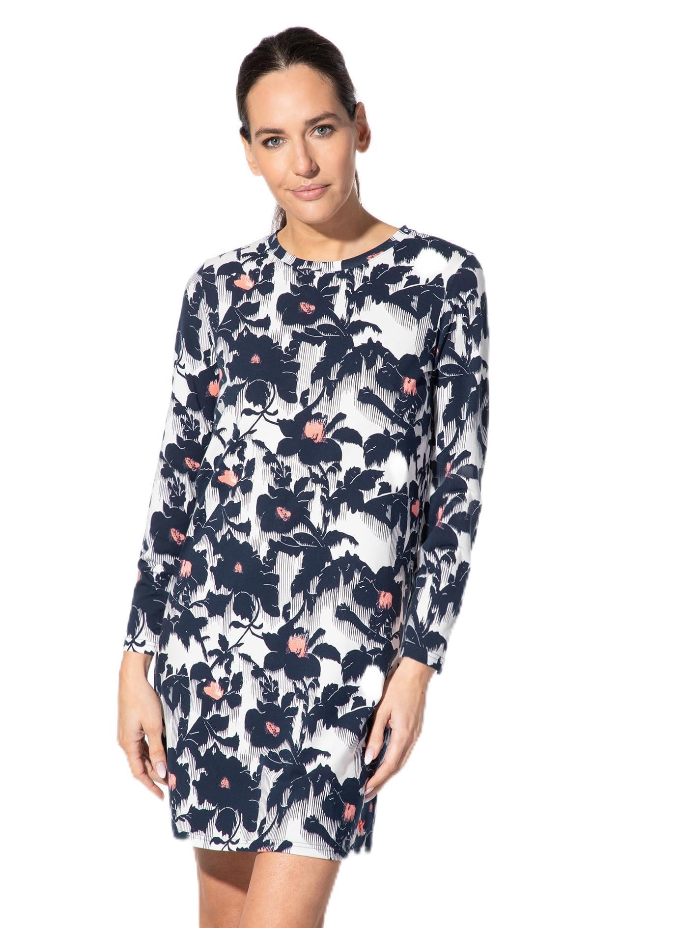Short Stories Camicia da Notte da Donna, a Maniche Corte, con Fiori Blu, in Jersey di Cotone, Morbida e Traspirante, per Notti accoglienti