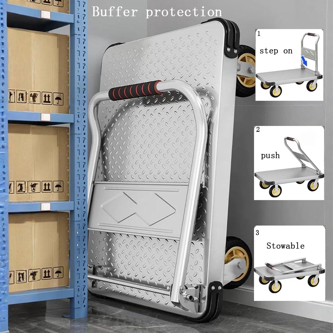Platform Trucks Industrial Trolley 36X 24 inches Portable Moving Cart Large Flatbed with Wheels 2425 lb. Load Capacity (Black)