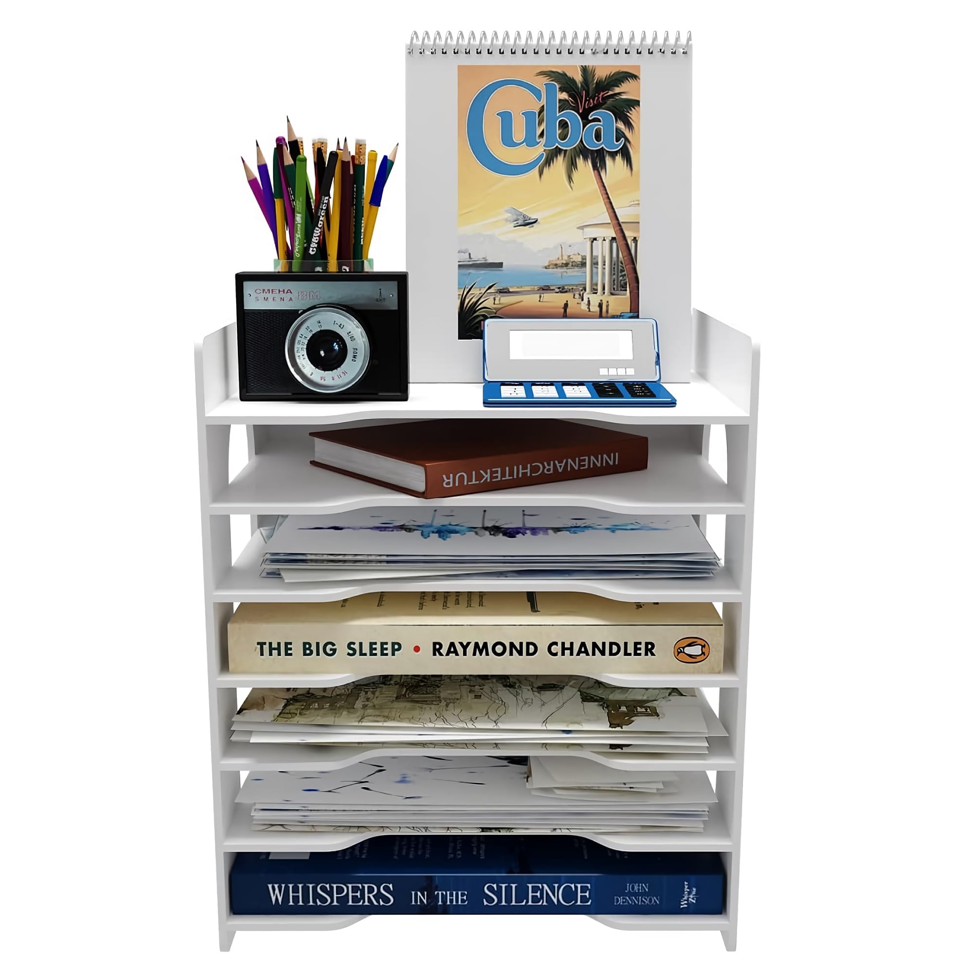Desktop File Paper Organizer, Office Paper Letter Tray A4 Paper Holder Document Storage Rack for Home, Office, Study - 7 Tier