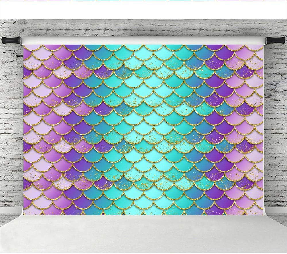 Special Lofaris Mermaid Scales Backdrop for Photography Girls Princess Happy Birthday Background Glitter Purple Blue Newborn Baby Shower Party Decorations Portrait Banner Photo Booth Props 7x5ft Colorful