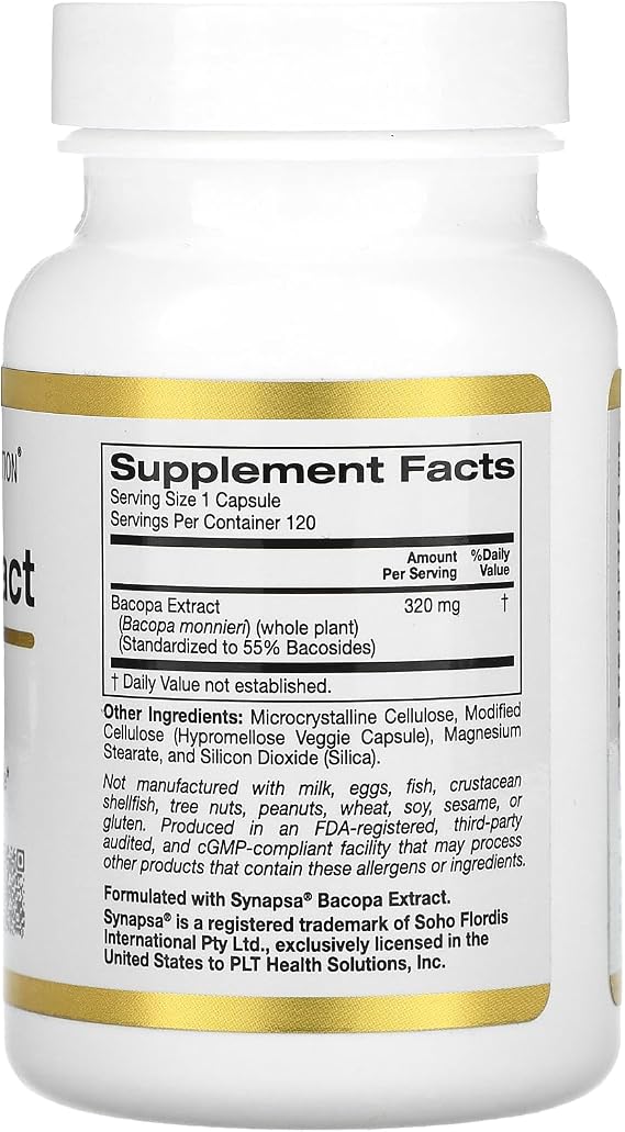 California Gold Nutrition Bacopa Extract, 320 mg, 120 Veggie Capsules