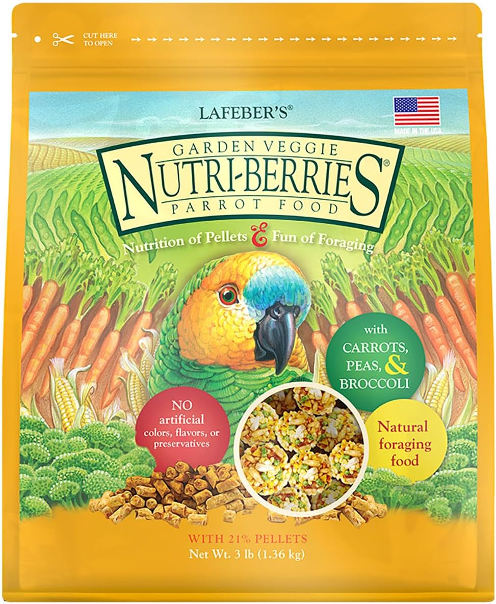 Garden Veggie Nutri-Berries Pet Bird Food, Made with Non-GMO and Human-Grade Ingredients, for Parrots, 3 lb