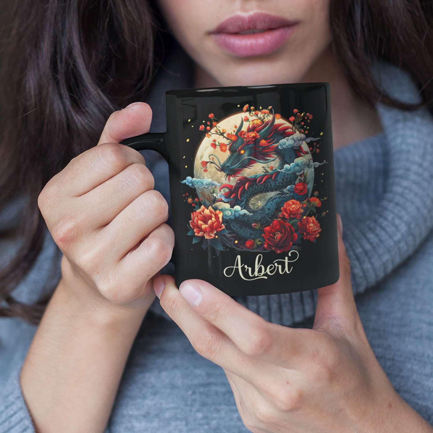 Personalized Dragon Coffee Mug – Custom Name Glitter Dragon Ceramic Cup, 11oz Or 15oz