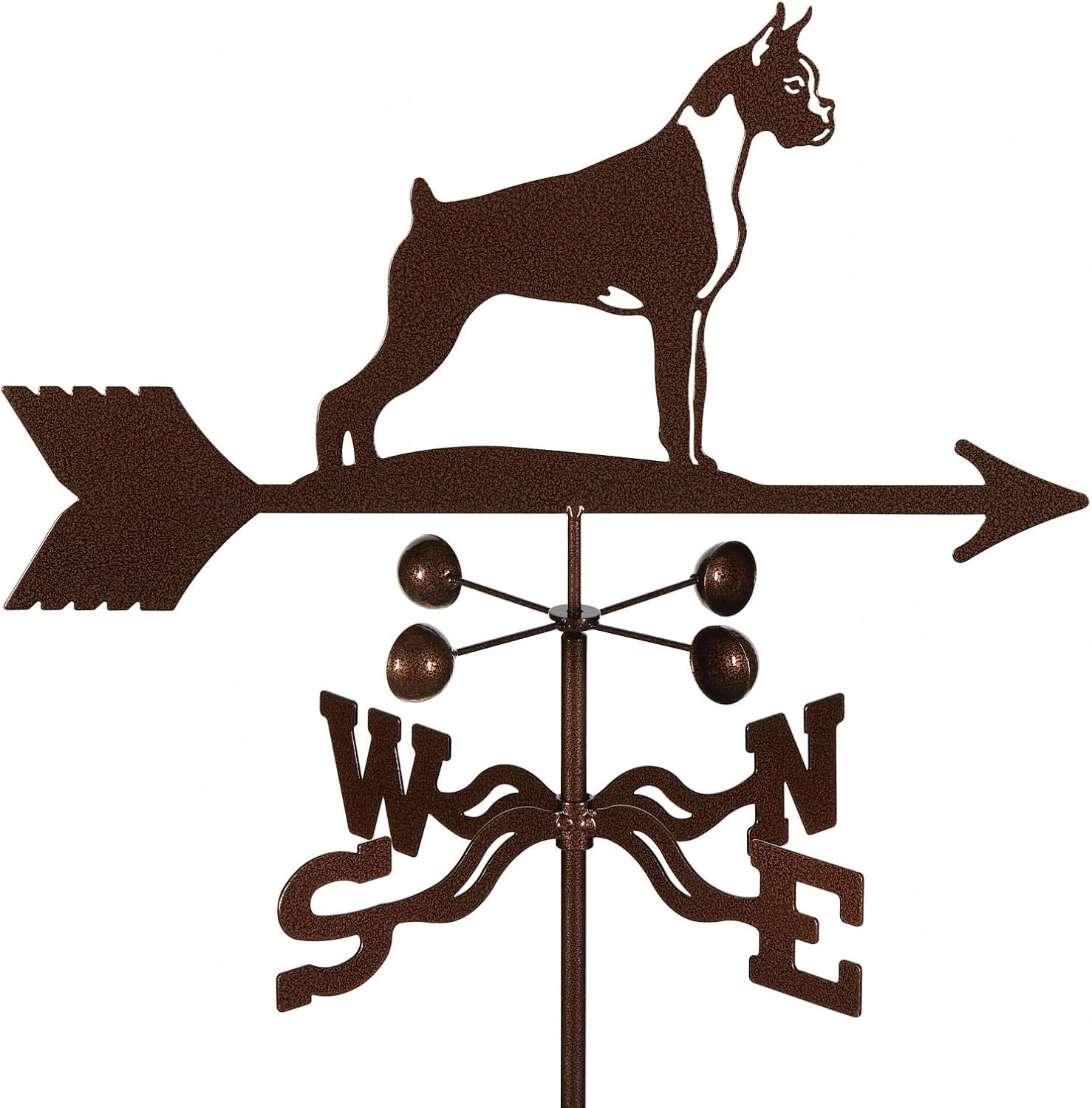 EZ Vane Boxer Dog Weathervane — Roof Mount, Wind Cups, Antique Copper Finish, Steel with Durable Triple Powder Coating, Handcrafted in USA