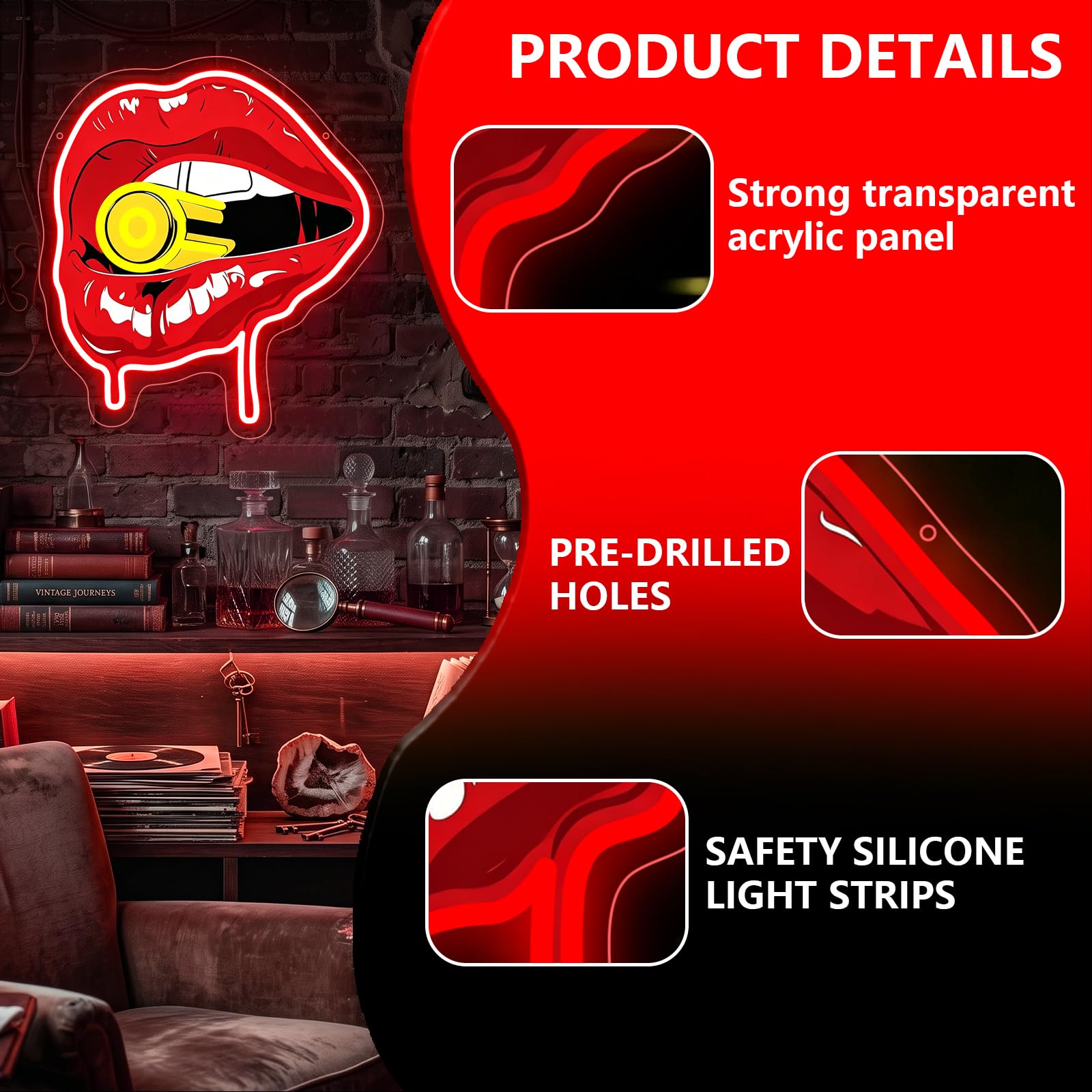 Lippe neonowy szyld z kulką LED, lampa do dekoracji ścian USB, neonowe światło, sygnalizacja do sypialni, pokoju dla graczy, pokoju, baru, sali imprezowej, dekoracja dla nastolatków, mężczyzn, kobiet