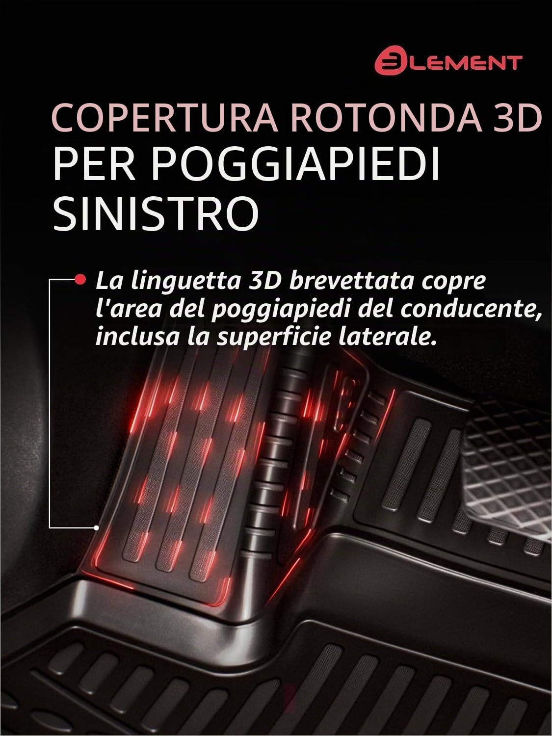 Element - Set di tappetini in gomma 3D adatti per Jeep Avenger | 2023 – oggi, 100% su misura, tappetini in gomma per auto, tappetini in gomma per auto