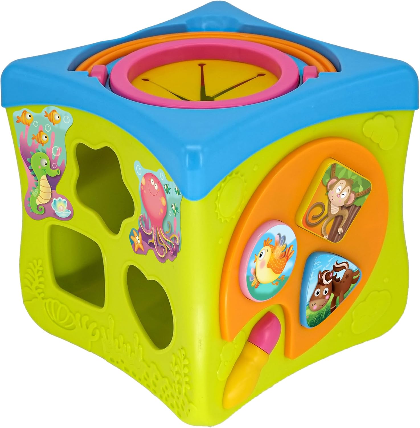 Kiddieland Playful Pals Piano for Toddlers, 8-Key Colorful Musical Toy with 5 Instrument Sounds, Moving Animal Figures, Songs, Ages 12+ Months