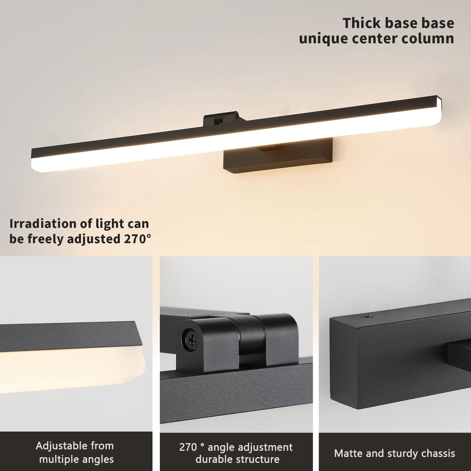 Pasoar EU8210-600-BK-4000K Mirror Lamps (Black-Neutral White 4000k, 60CM), 60 cm - Image 3