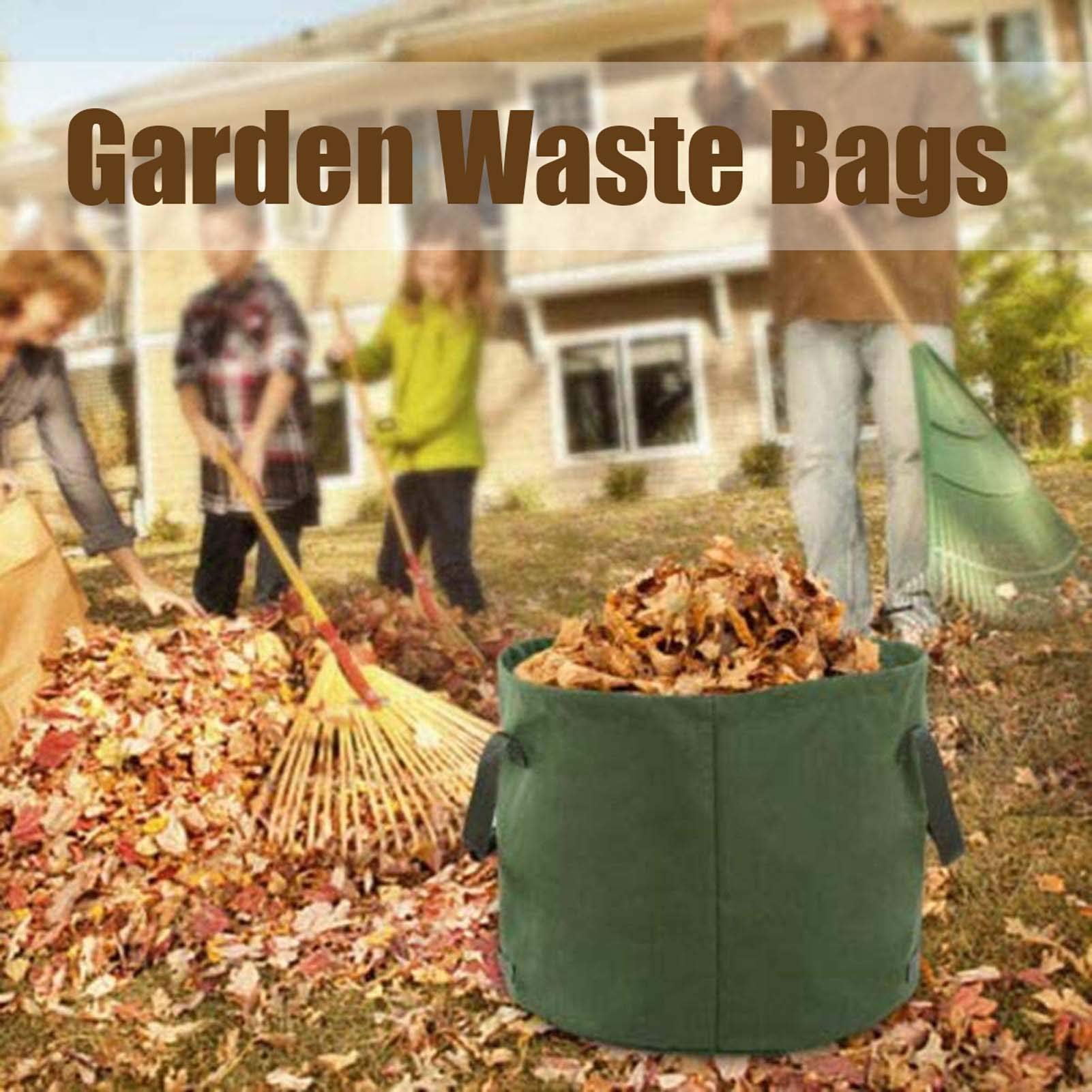 Sacchi per Rifiuti da Giardino 3x33 Gallons, 125L Sacco per Rifiuti da Giardino, Sacco da Giardino con Manici, Riutilizzabile Sacchetti per Rifiuti - Tessuto Oxford