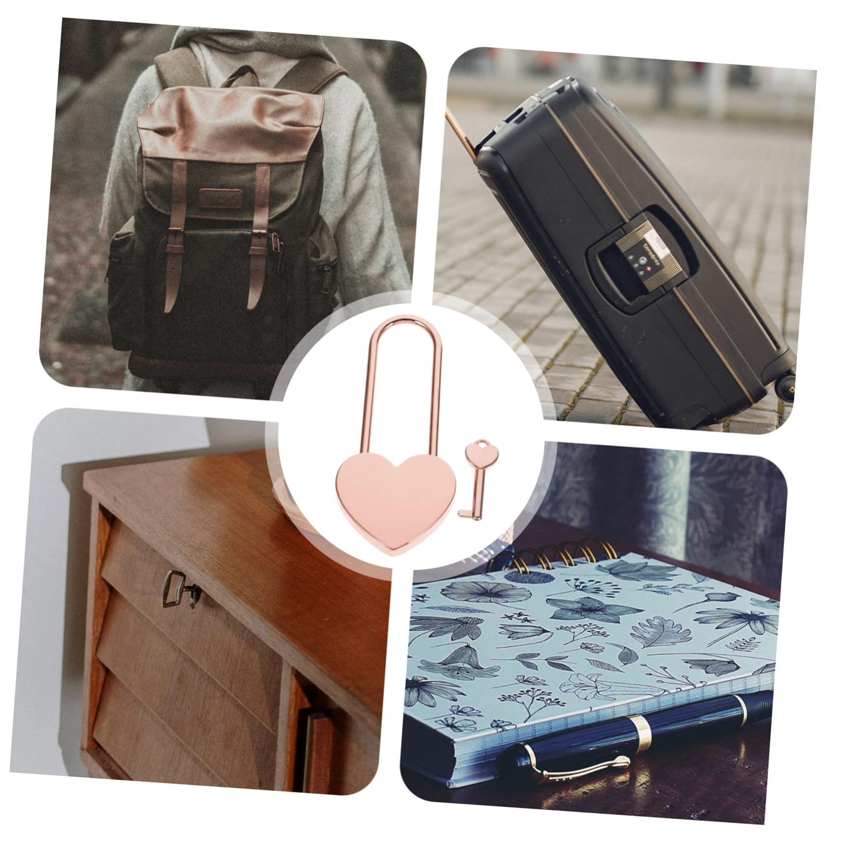Hemobllo 5pezzi Lucchetto Forma Di Cuore Con Chiave Per Valigie Zaini e Diari Per Viaggi e Regali Romantici Elegante