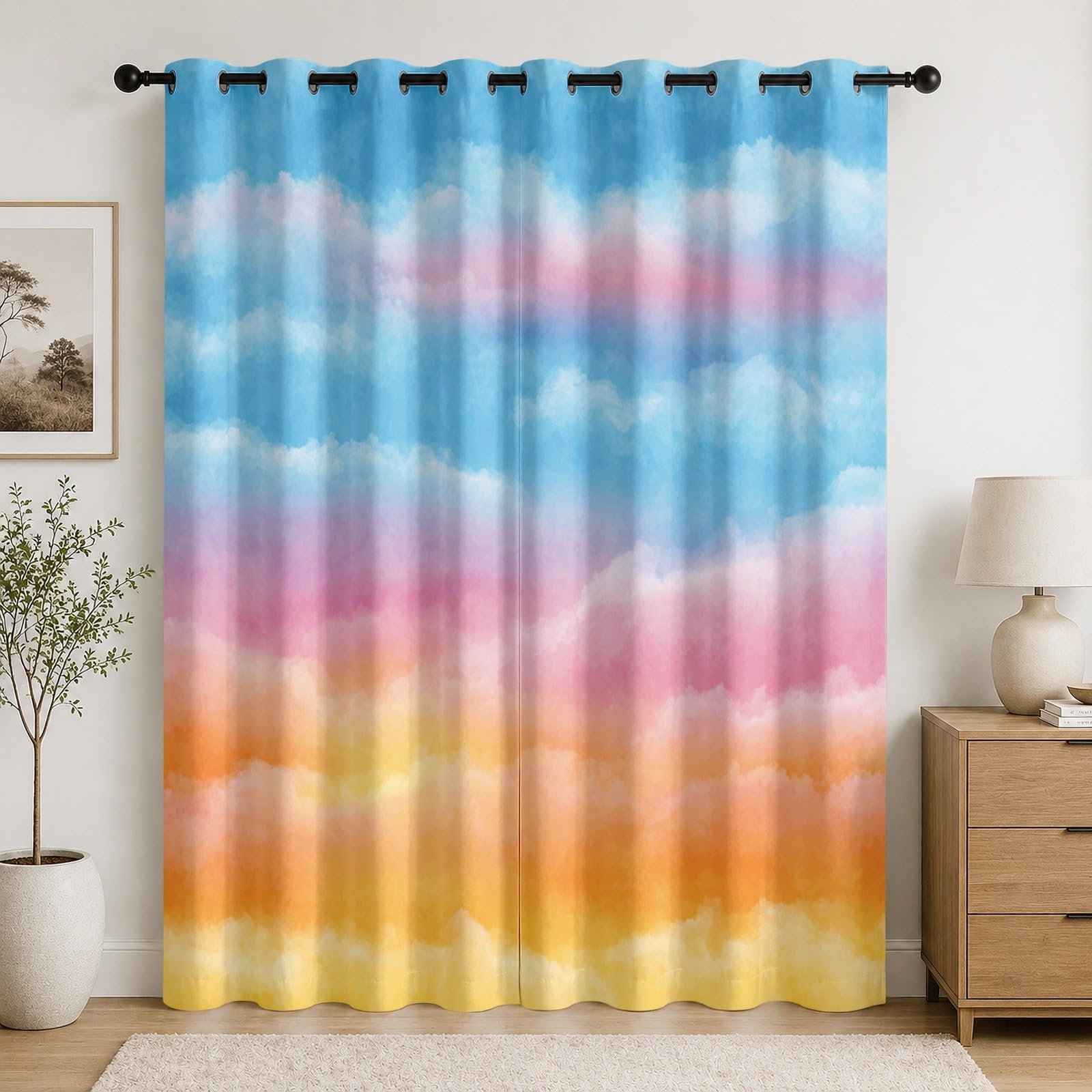 Rideaux 140x225 occultants phoniques dégradé abstrait lot de 2 pour fenêtres