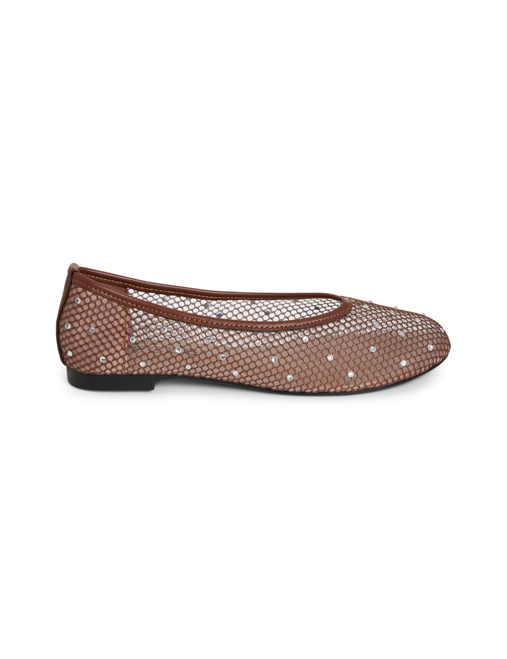 Pieces Women's Pcsteph Stone Mesh Ballerina Hg, Downtown Brown, 7.5 UK