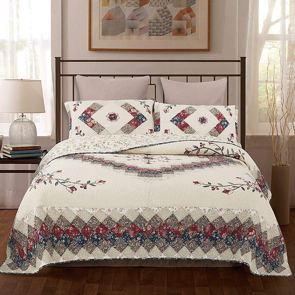 アメリカンキルトシングルベッドカバー×1クッションカバー×1新品未使用