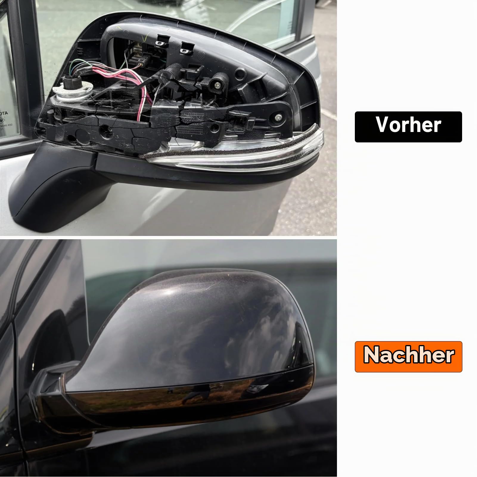 TTCR-II 2PCS Kompatibel mit Spiegelkappen VW T5/T6/Transporter Caravelle | Links+Rechts Rückspiegel Abdeckung für T5 2010-2015/T6 2016-2021/Transporter Caravelle 2014-2019 Spiegelabdeckungen (Schwarz)