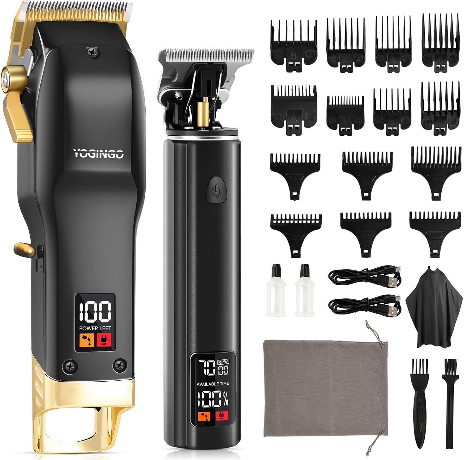 YOGINGO Professional Hair Clippers for Men, Barber Hair Cutting Kit Cordless, Rechargeable Grooming Set Gifts for Men