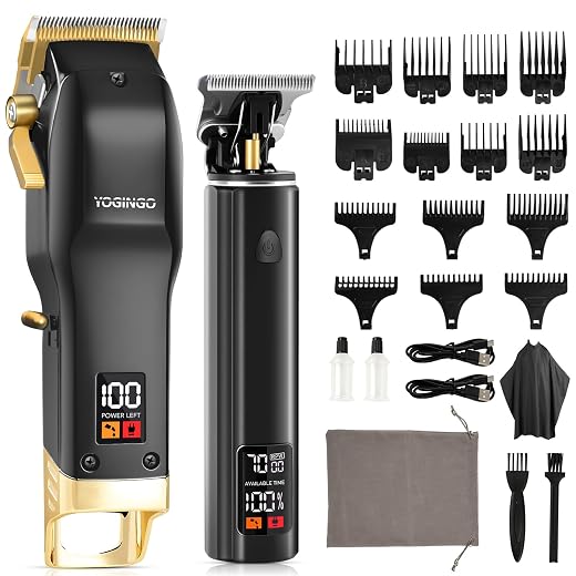 YOGINGO Professional Hair Clippers for Men, Barber Hair Cutting Kit Cordless, Rechargeable Grooming Set Gifts for Men