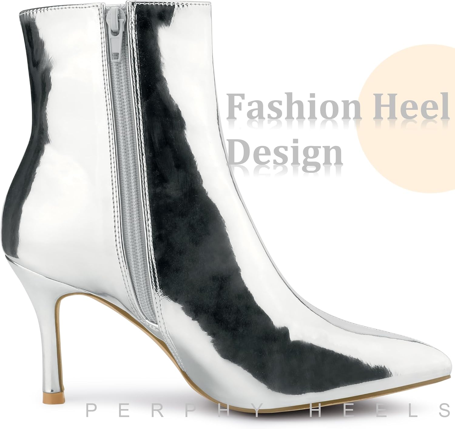 Perphy Patent Boot Pointy Toe Zipper Stiletto Heels Ankle Boots for Women