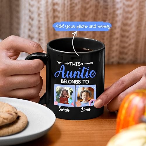 Miniatura 2 de Regalos de taza de tía  Taza personalizada para tía con foto  Personalizable con texto en inglés This Auntie Belongs to Ceramic Mug Gift  Taza de