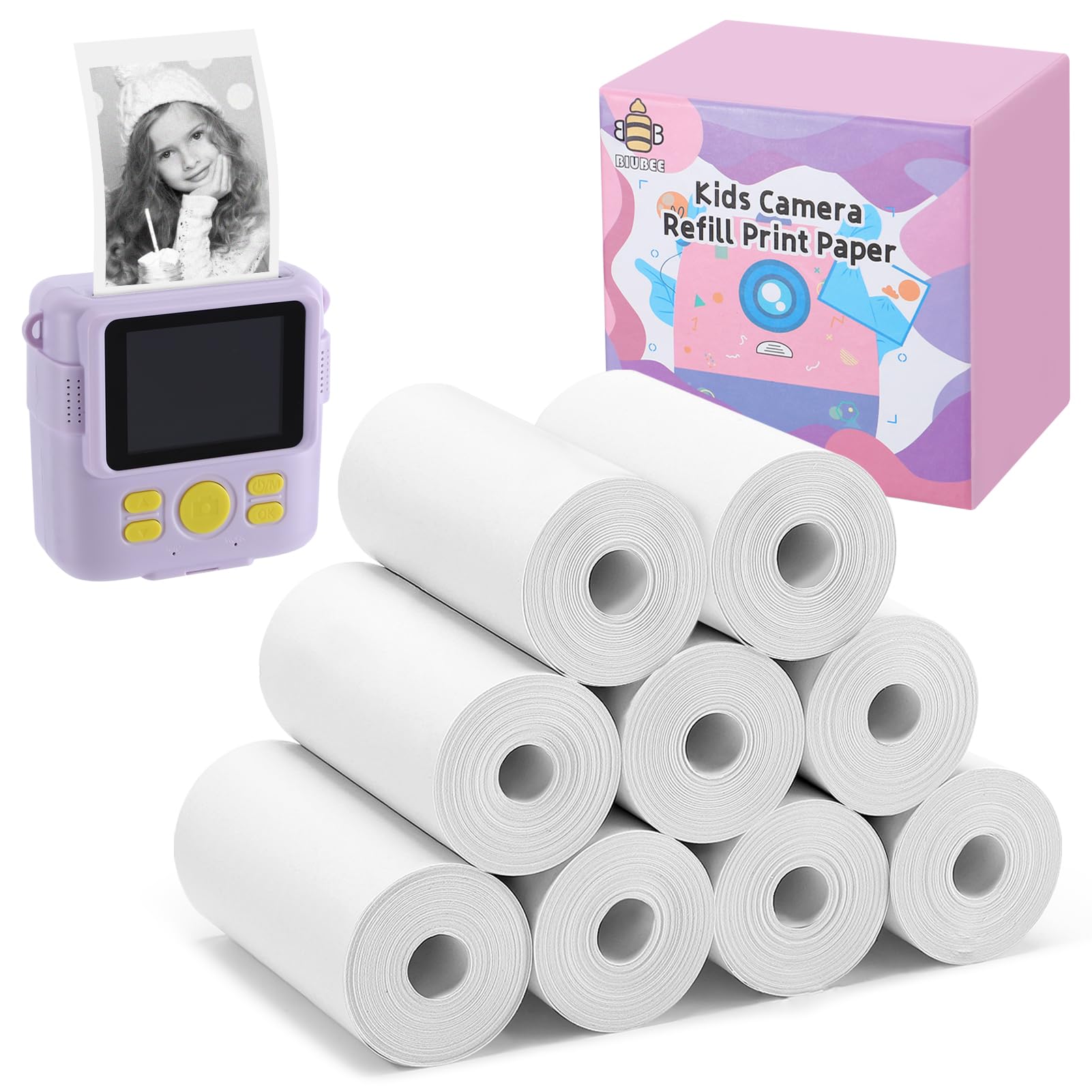 Biubee9 Rolls Kids Instant Camera Print Refill Paper- Photo Printer Thermal Paper Rolls, Instant Print Camera Refill Paper for Kid's Instant Camera Favors Supplies