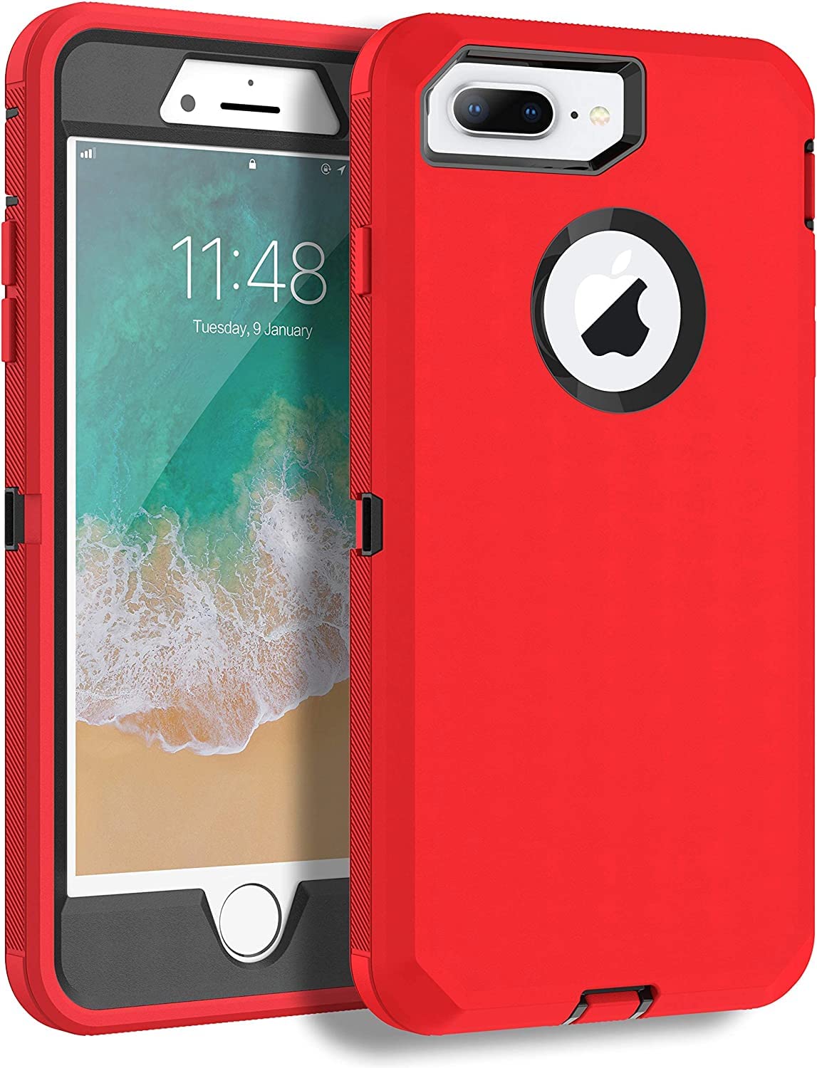 Case for iPhone 7 / iPhone 8, Heavy Duty Protective Phone Case, Full Body Protection Shockproof/Drop Proof Rugged Tough Cover iPhone 7 / iPhone 8 Red Black