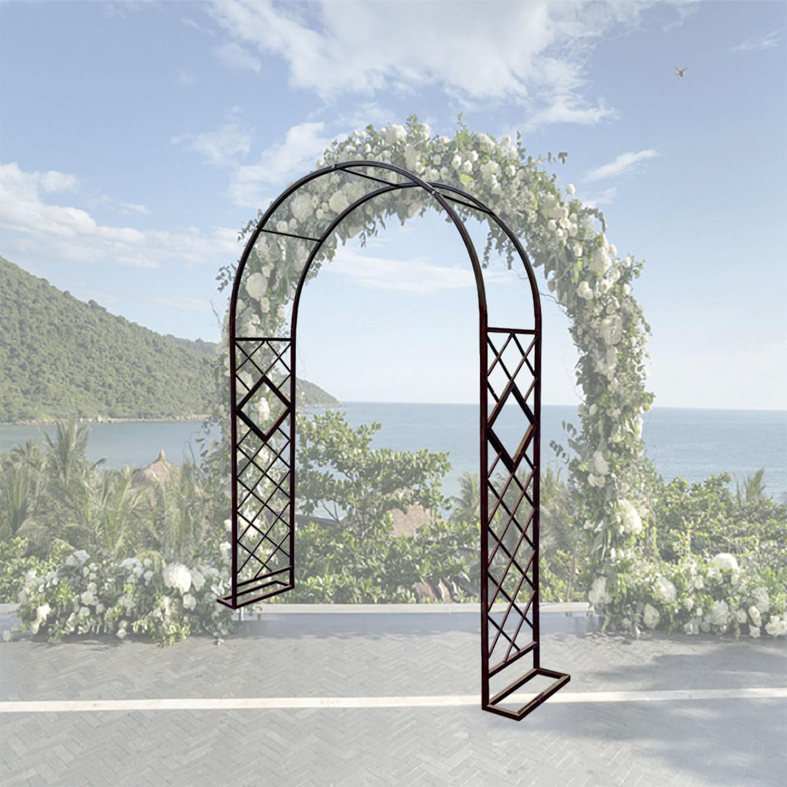 Garden Arches Metal Strong, Garden Archway Powder, Garden Arch Trellis Heavy Duty, Outdoor Trellis Pergola Arbour, Archway Trellis Pergola Arbour for Climbing Plant Rose Vines (Brown, W300xH230cm)