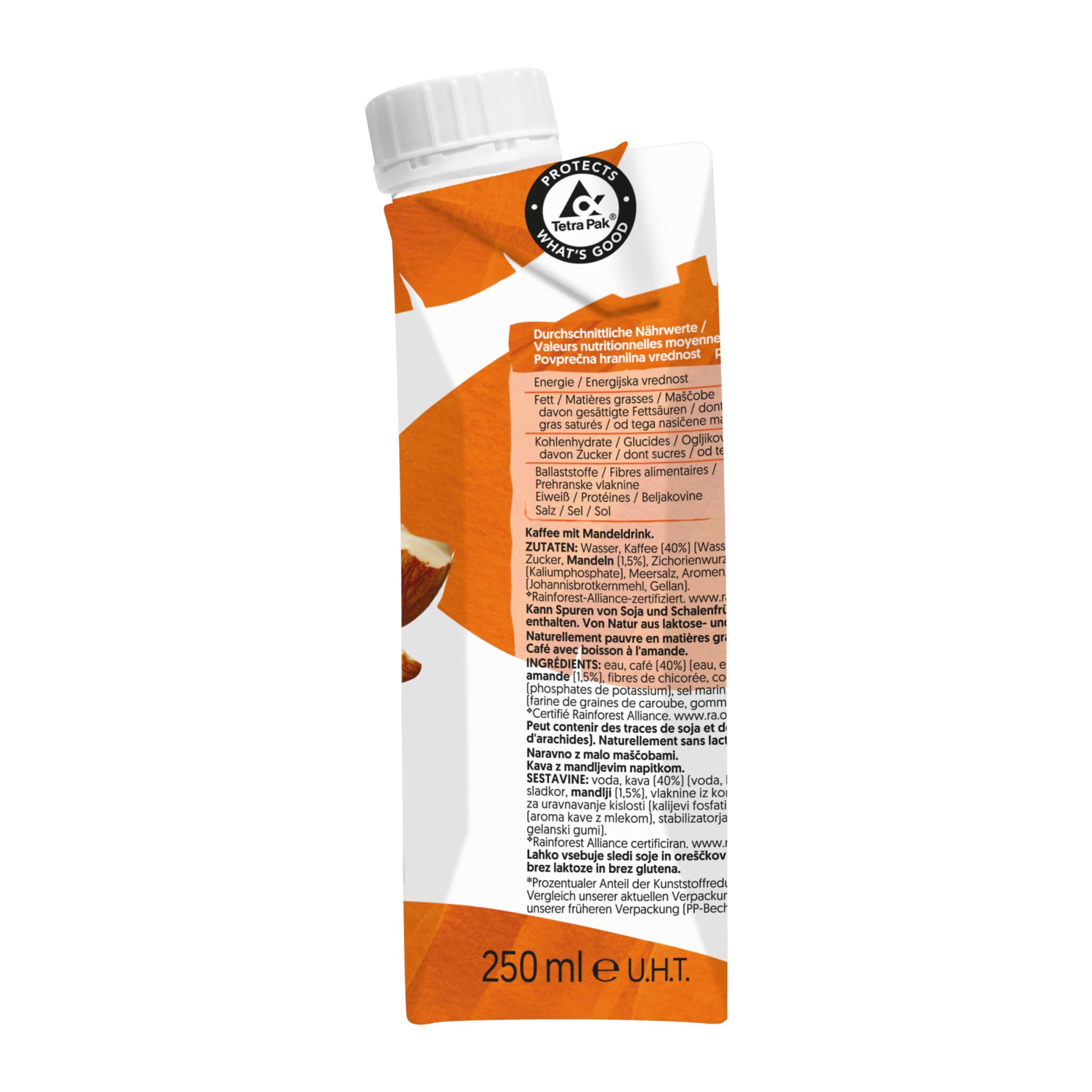 Alpro Iced Coffee Geröstete Mandel – Kaffee mit Mandeldrink – Von Natur aus laktose- und glutenfrei – Vegan und ideal für unterwegs – 15 x 250 ml