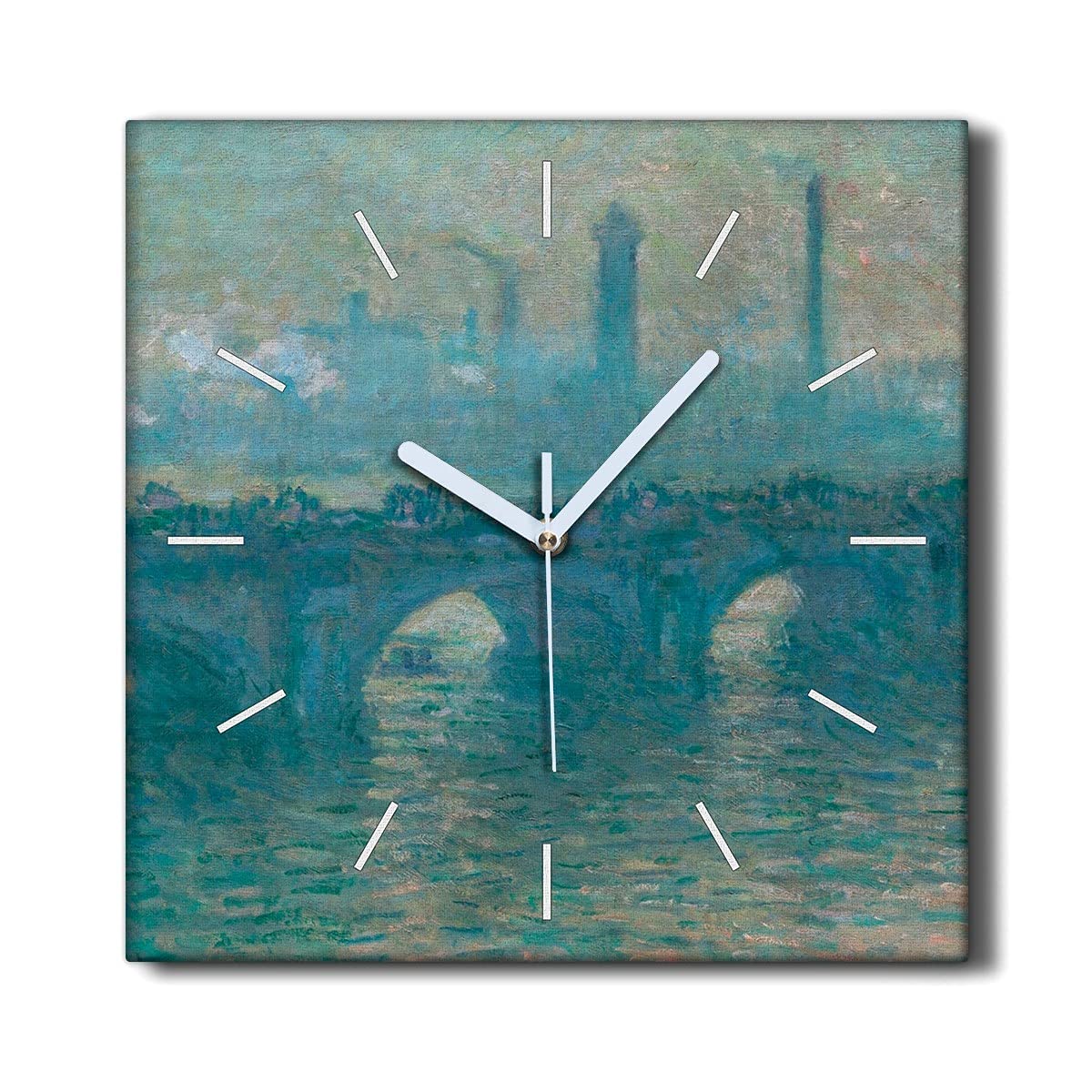 Horloge Murale 30x30cm Impression Toile Monet Waterloo Bridge Silencieuse