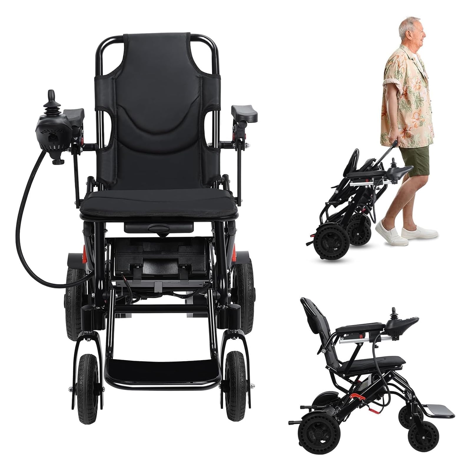 Silla de ruedas eléctrica plegable ligera para adultos, sillas de ruedas eléctricas de 500W, alcance de 19 km, sillas de ruedas motorizadas eléctricas, plegado en un segundo, silla de ruedas eléctrica