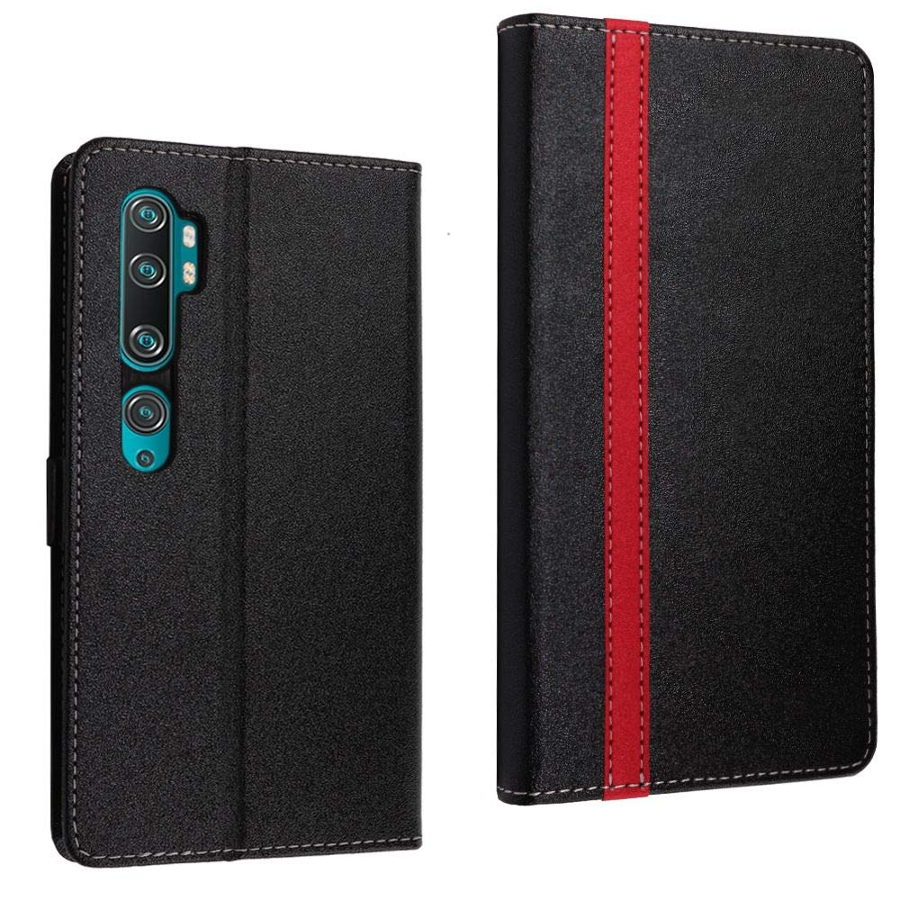 ebestStar - Cover per Xiaomi Mi A3, Custodia Libro Protezione Portafoglio, Pelle PU Porta Carte, Nero/Rosso