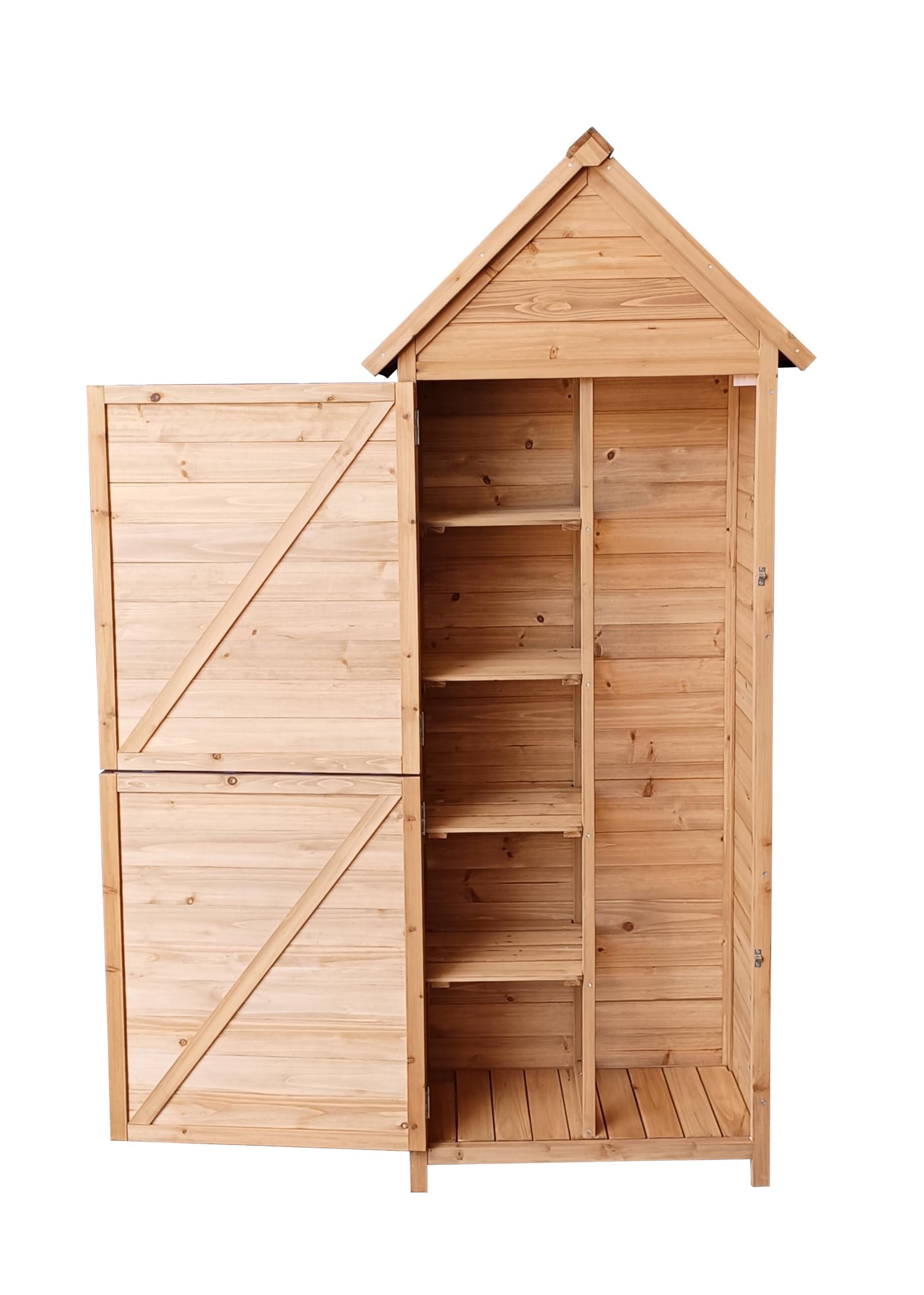 The Homeweeks Cobertizo Armario Caseta | Luka | Madera Tratada Maciza 70 * 35 * 177cm | Armario Multiusos | Impermeable | para Almacenamiento y Protección de Herramientas y Accesorios de Jardín