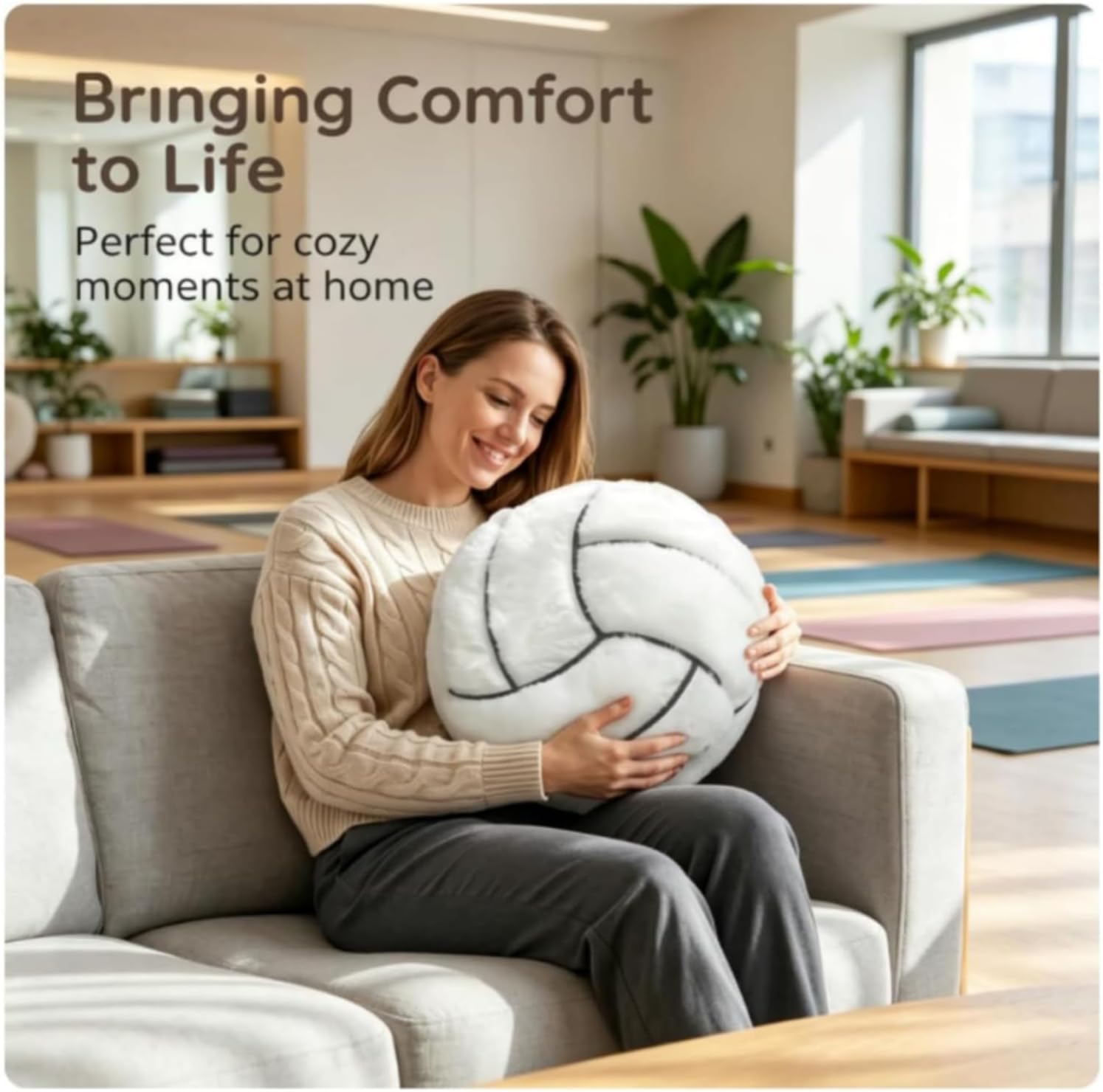 14" Volleyball Plush Pillow Soft Throw Toy for Kids Room Decoration image 2