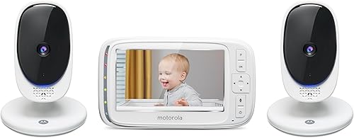 Motorola Comfort 50-2 Monitor de bebé con pantalla LCD a color de 5 pulgadas y 2 cámaras con zoom digital, audio bidireccional, visión nocturna