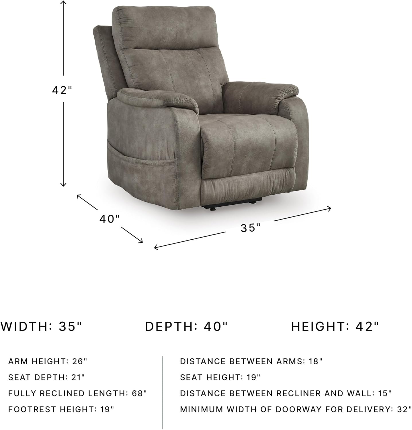 Signature Design by Ashley Crestmeade Modern Dual Motor Power Lift Recliner with Adjustable Backrest, USB Ports, Heat and Massage Function, Light Brown