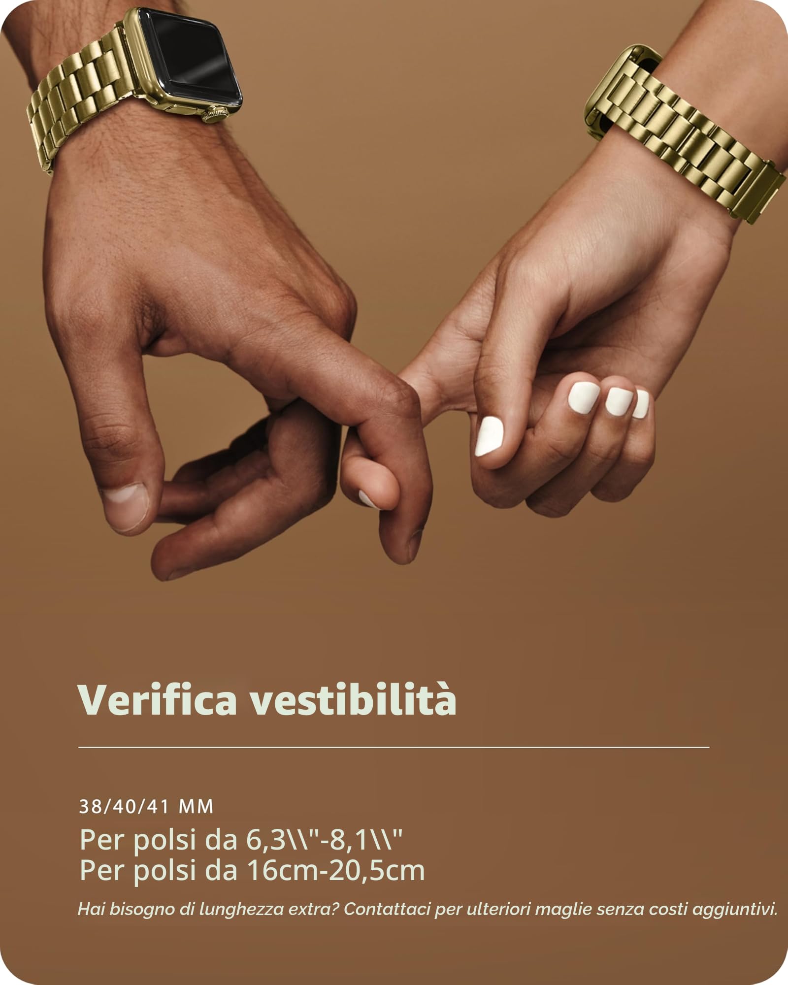 Fullmosa Cinturino per Apple Watch 40mm 41mm 38mm, Cinturino in Acciaio Inossidabile Compatibile con Apple Watch SE3 SE2 SE Serie 9 8 7 6 5 4 3 2 1, Cinturini di Ricambio per Donna e Uomo, Oro