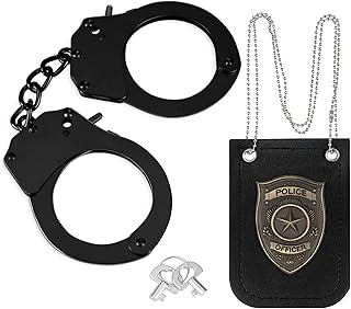 Police Badge and Toy Handcuffs Set for Police Pretend Play, Police Party Favors, Halloween Costumes Accessories