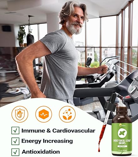 Miniatura 3 de Tintura líquida de extracto de hoja de albahaca sagrada (Tulsi), suplemento de hierba de albahaca santa, 98% de absorción, sin alcohol, vegano, sin