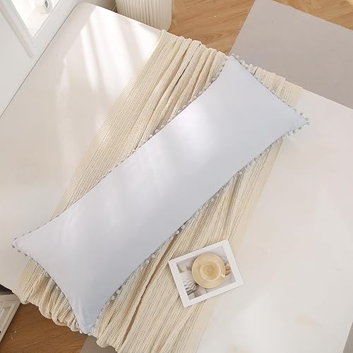 Miniatura 184 de Blue Body Pillow Cover Shabby Chic Long Pillow Case Cover Navy Blue Pom Poms Fringe Body Pillow case with Pocket Closure 20x54 inches(Body,Navy Blue)